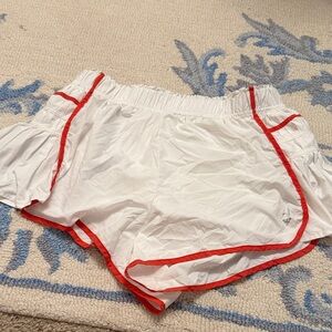 Free People White and Red Athletic Shorts